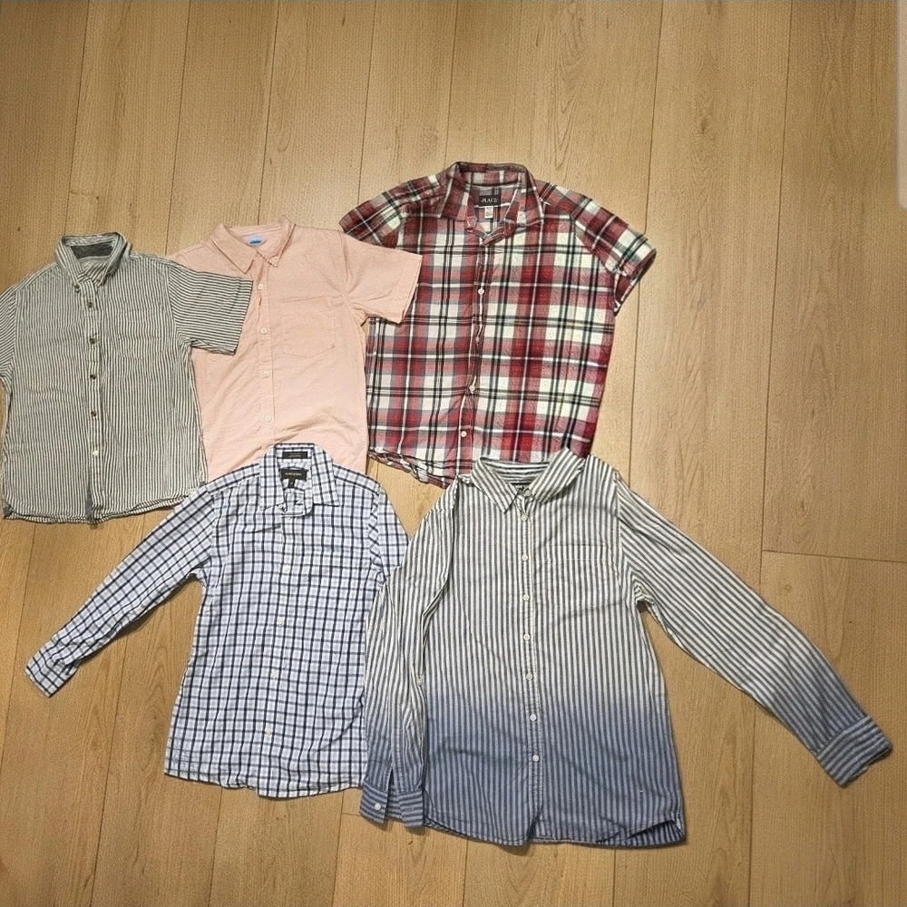 Lot Of 5 Sleeve Shirts Dress Button Boys Shirts Different Brands Old Navy, Place